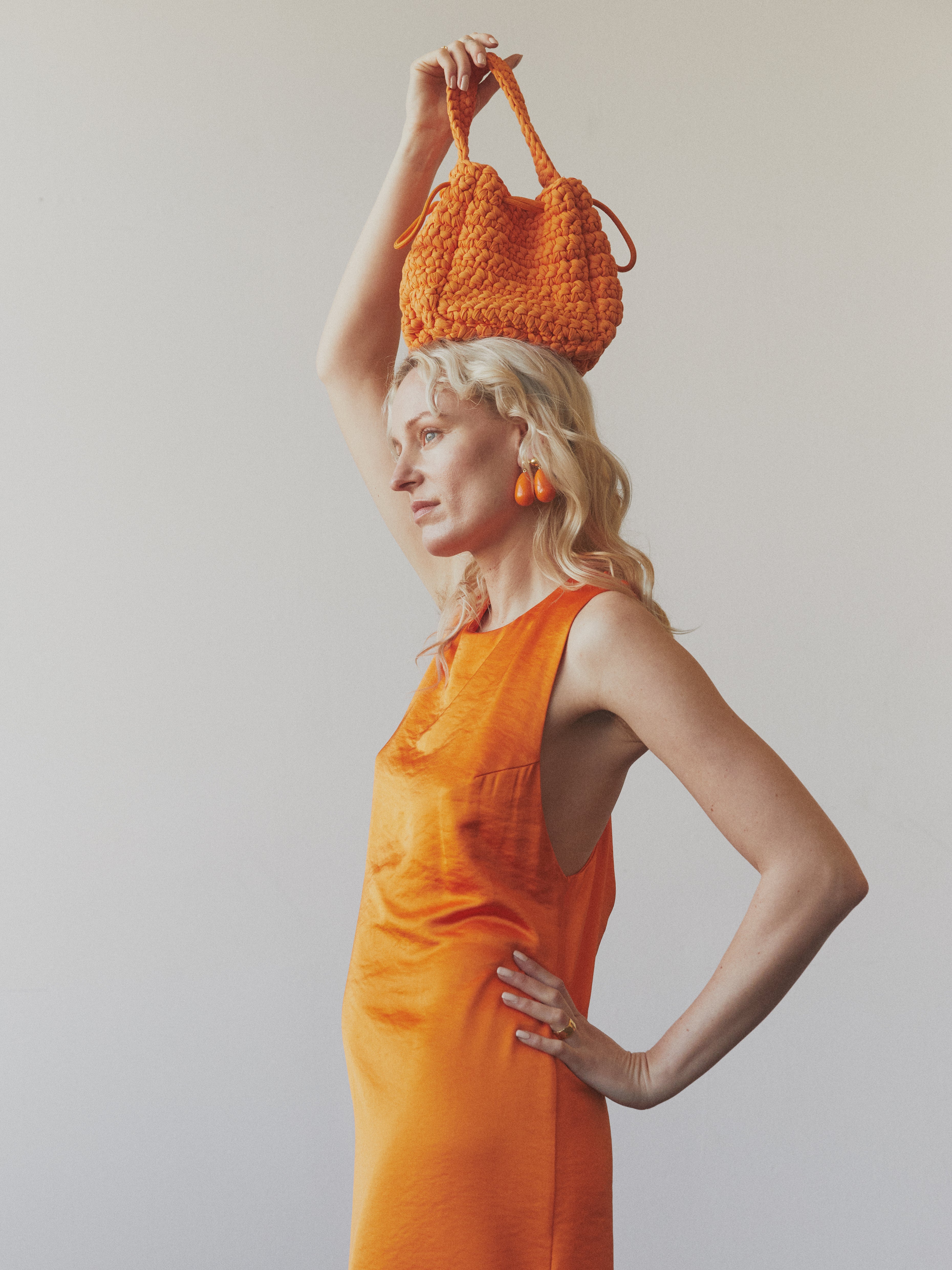 Drop øreringe - orange/forgyldt